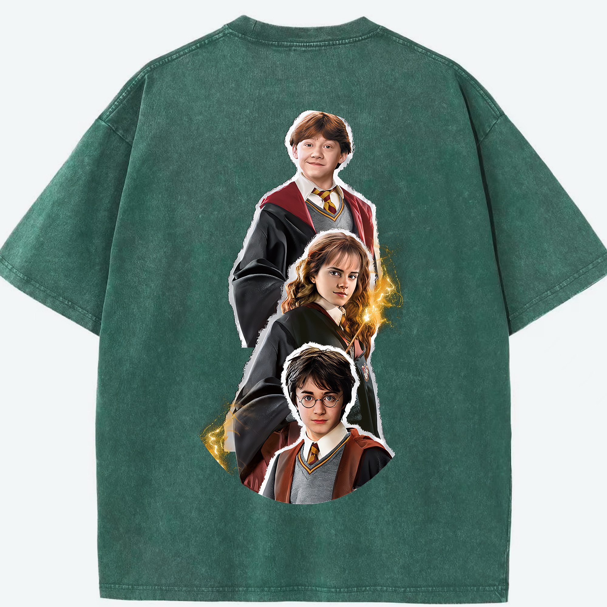 （画像用） Harry Potter ハリー・ポッターシリーズ 綿100% ヴィンテージ風 半袖Tシャツ（背面プリント）